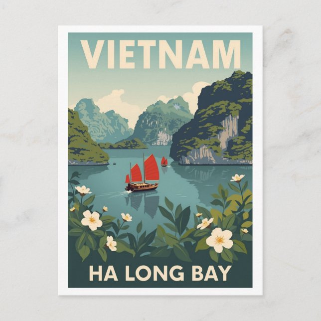 Vintage Ha Long Bay Postcard (Front)