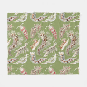 Vintage Haeckel Nudibranch Ocean Art Fleece Blanket