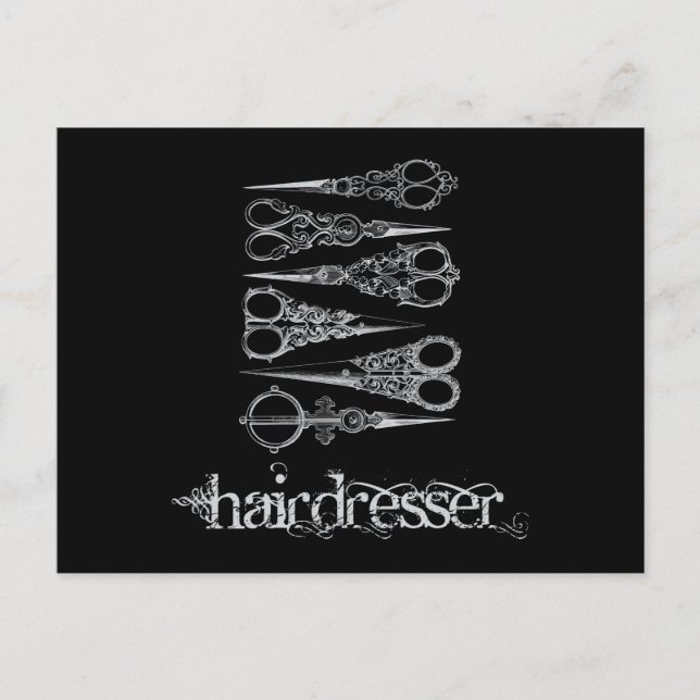 Vintage Hairdresser Hair Classic Scissors Invitation Postcard (Front)