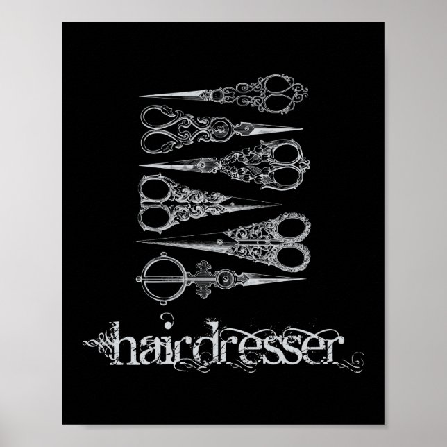 Vintage Hairdresser Hair Classic Scissors Poster (Front)