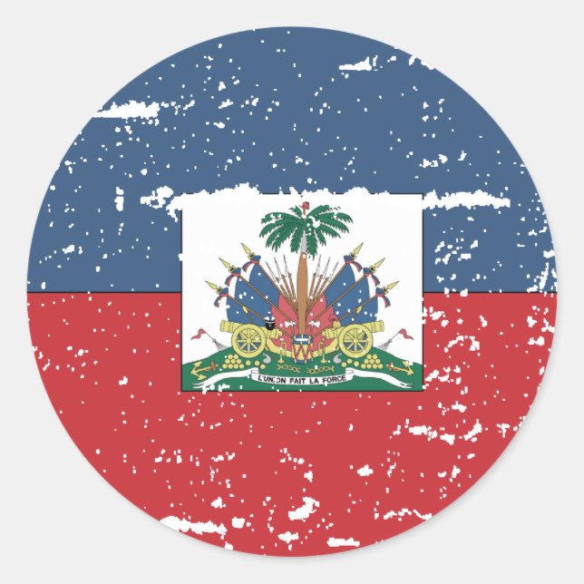 Vintage Haiti Flag Classic Round Sticker (Front)