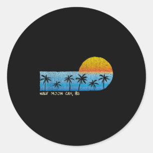 Vintage Half Moon Cay, Bs Palm Trees &amp; Sunset  Classic Round Sticker