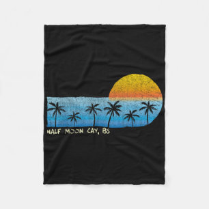 Vintage Half Moon Cay, Bs Palm Trees & Sunset Fleece Blanket