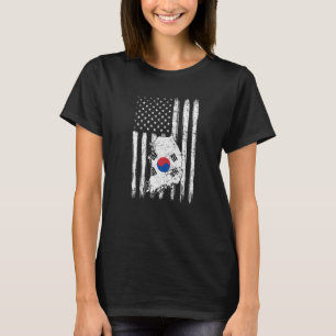 Vintage Half South Korean Half American Flag Pride T-Shirt
