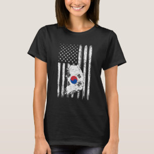 Vintage Half South Korean Half American Flag Pride T-Shirt