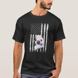 Vintage Half South Korean Half American Flag Pride T-Shirt