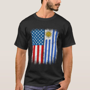 Vintage Half Uruguayan American Flag Uruguay Usa T-Shirt