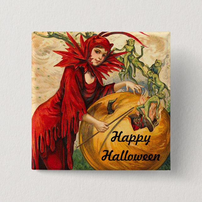 Vintage Halloween 15 Cm Square Badge (Front)