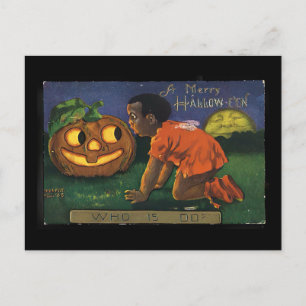 Vintage Halloween - African American girl (1909) Postcard