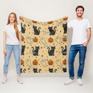 Vintage Halloween All Over Print Repeating Name Fleece Blanket