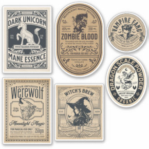 Vintage Halloween Apothecary Label Witch Potion