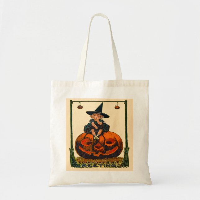 Vintage Halloween Art Budget Tote Bag (Front)
