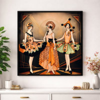 Vintage Halloween Art Deco Flapper Poster | 1920s