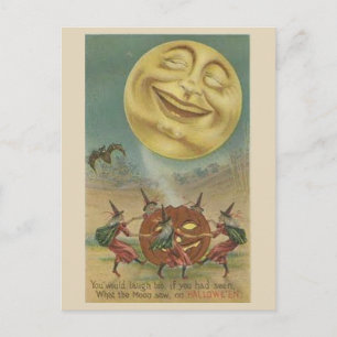 Vintage Halloween Art - Laughing Moon Postcard