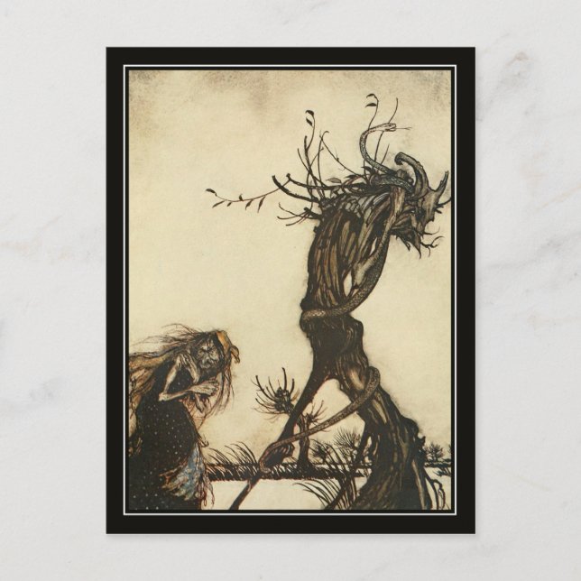 Vintage Halloween Arthur Rackham Witch Postcard (Front)
