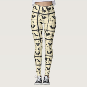 Vintage Halloween Bat Flight Pattern Leggings