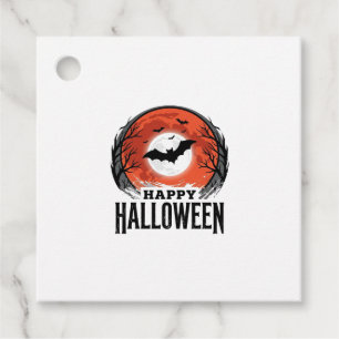 Vintage Halloween Bat Moon Engraving Design_1 Favour Tags