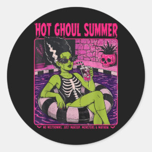 Vintage Halloween Beach Summerween Tail Classic Round Sticker