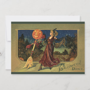 Vintage Halloween, Beautiful Dancing Witch Invitation