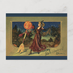 Vintage Halloween, Beautiful Dancing Witch Postcard