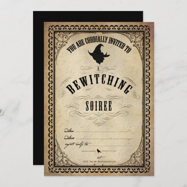 Vintage Halloween Bewitching Soiree Invitation (Front/Back)