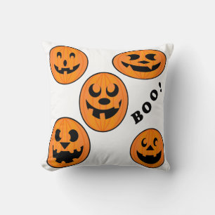 Vintage Halloween Black and Orange Bold Pumpkin Cushion