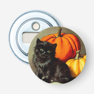 Vintage Halloween Black Cat and Pumpkins Bottle Opener
