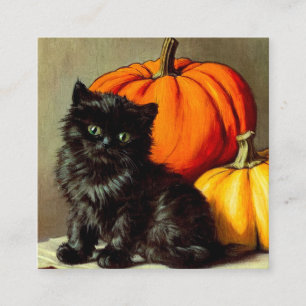 Vintage Halloween Black Cat and Pumpkins Enclosure Card