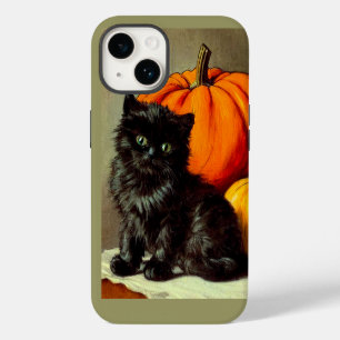 Vintage Halloween Black Cat and Pumpkins iPhone 14 Case