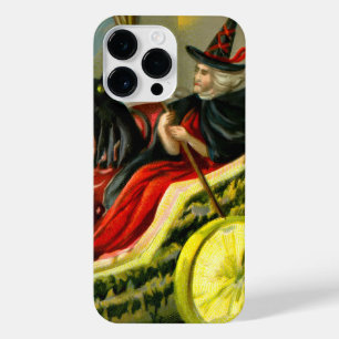 Vintage Halloween Black Cat and Witch iPhone 14 Pro Max Case
