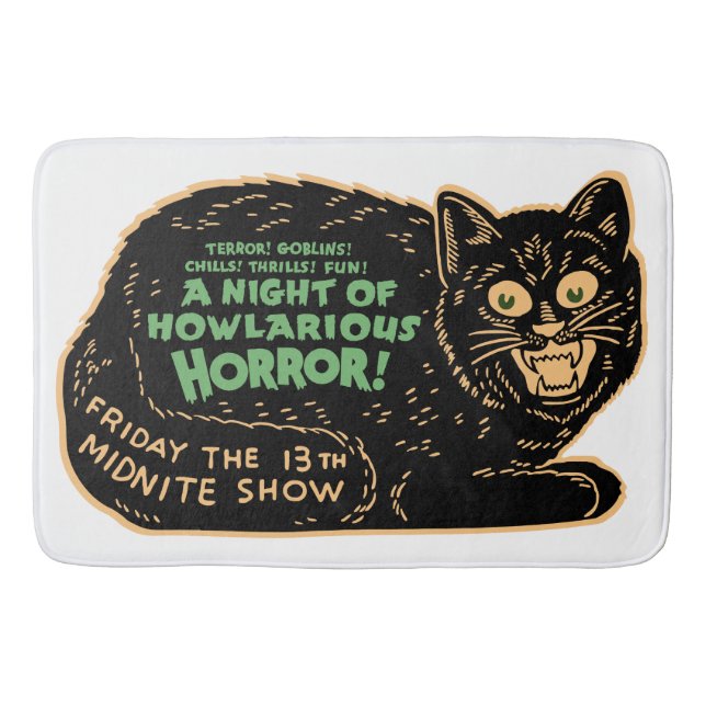 Vintage Halloween Black Cat Bath Mat (Front)
