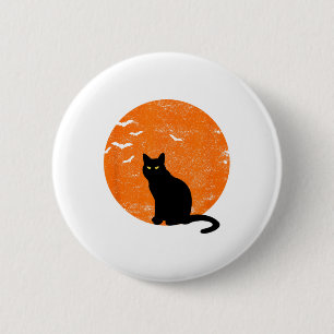 Vintage Halloween Black Cat Costume Retro Moon Cat 6 Cm Round Badge