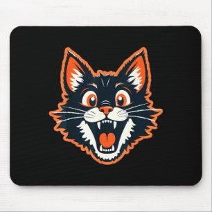 Vintage Halloween Black Cat - Distressed Mouse Pad