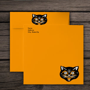 Vintage Halloween Black Cat Face Party Envelopes