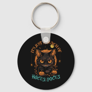 Vintage Halloween Black Cat It's Just A Bunch Of H Key Ring