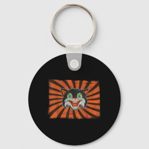 Vintage Halloween Black Cat Lover Funny Retro Gift Key Ring