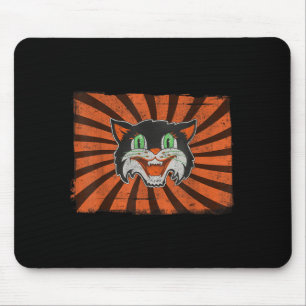Vintage Halloween Black Cat Lover Funny Retro Gift Mouse Pad