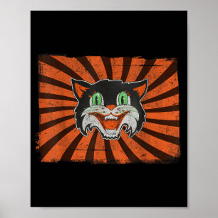 Vintage Halloween Black Cat Lover Funny Retro Gift Poster