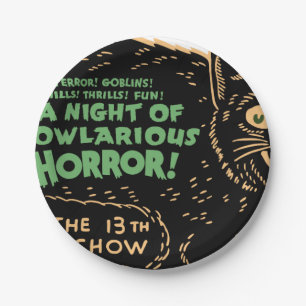Vintage Halloween Black Cat Paper Plate
