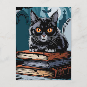Vintage Halloween Black Cat  Postcard