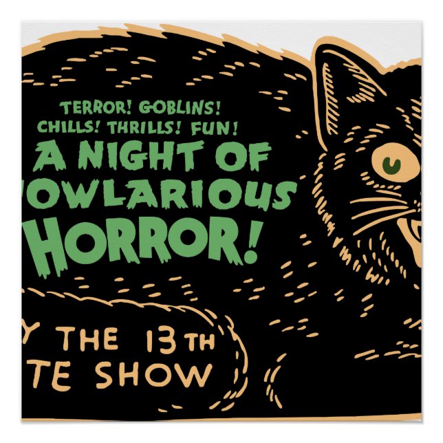 Vintage Halloween Black Cat Poster (Front)