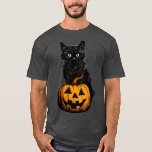 Vintage Halloween  Black Cat Pumpkin O Lantern T-Shirt