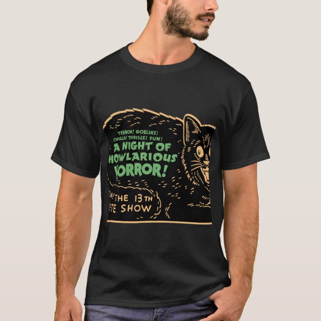 Vintage Halloween Black Cat T-Shirt (Front)