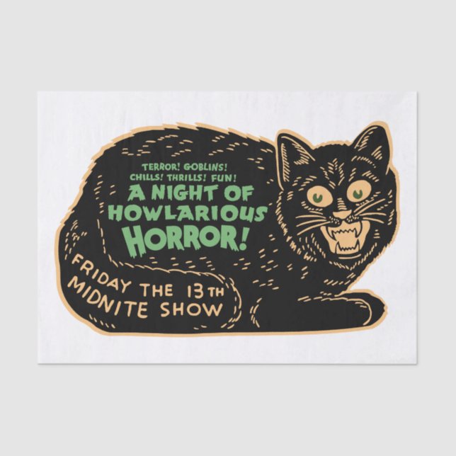 Vintage Halloween Black Cat Tissue Paper (Front)