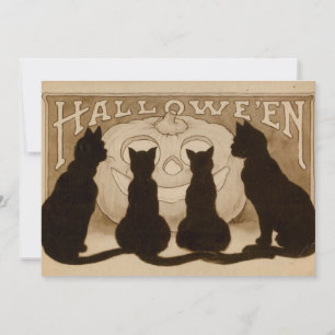 Vintage Halloween Black Cats Invitation card