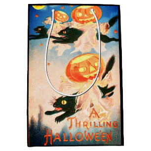 Vintage Halloween Black Cats Medium Gift Bag