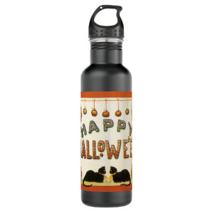 Vintage Halloween, Black Cats with Jackolanterns 710 Ml Water Bottle