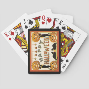 Vintage Halloween, Black Cats with Jackolanterns Playing Cards