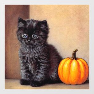 Vintage Halloween Black Kitten Illustration