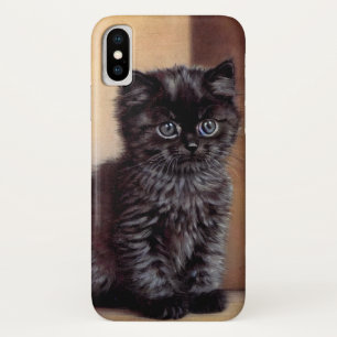 Vintage Halloween Black Kitten Illustration iPhone X Case